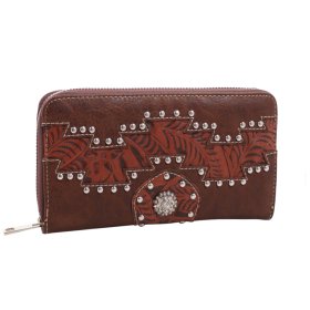 Brown Cowgirl Trendy Aztec Zip-Around Wallet