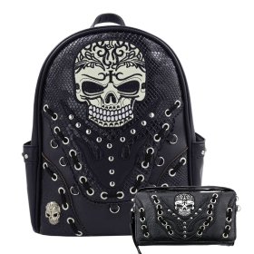 Black Concealed Carry Sugar Skull Western Backpack Set