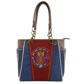 Classic Western Owl Embroidered Concealed Carry Tote Bag Classic Western Owl Embroidered Concealed Carry Tote Bag