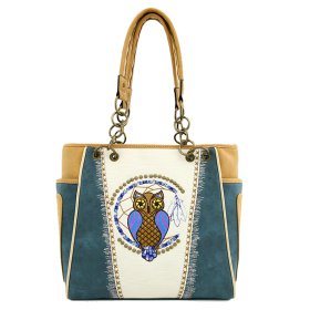 Classic Western Owl Embroidered Concealed Carry Tote Bag. Classic Western Owl Embroidered Concealed Carry Tote Bag.