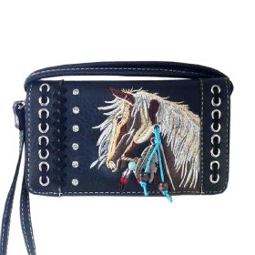 Black Western Premium Horse Embroidered Wallet Black Western Premium Horse Embroidered Wallet