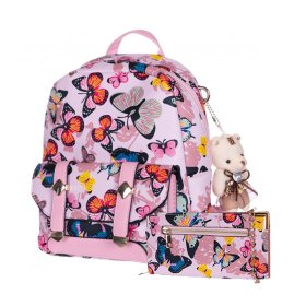 Pink Signature Inspired Fashion Backpack & Wallet Set Pink Signature Inspired Fashion Backpack & Wallet Set